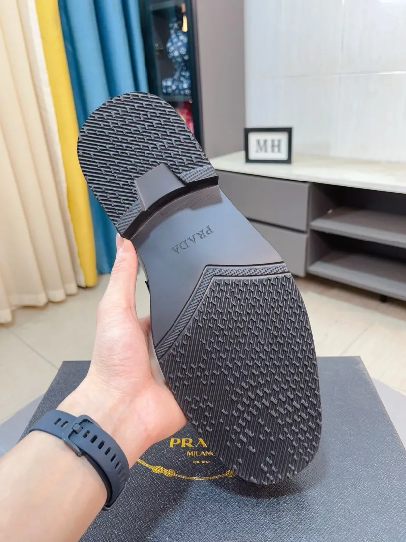 Men's shoes 💰540🌹🌹【PRADA Leather Shoes】Top purchasing agency Original imported Italian custom-made open-edge beaded cowhide leather surface, fully imported water-dyed breathable cowhide lining, original factory special molded sole super comfortable, size: 38-44